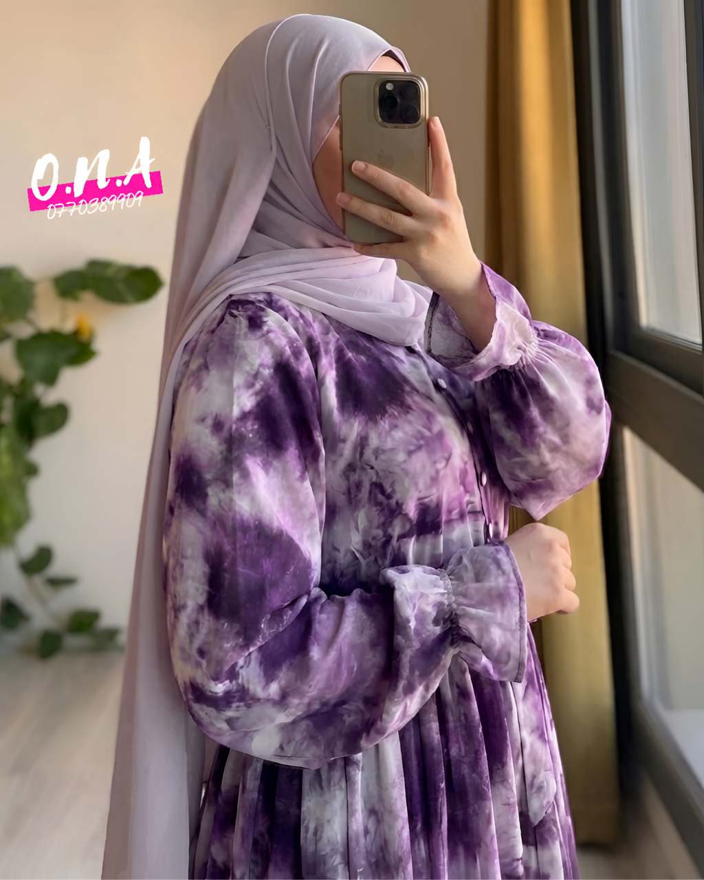 Robe ALBA violet ceinture